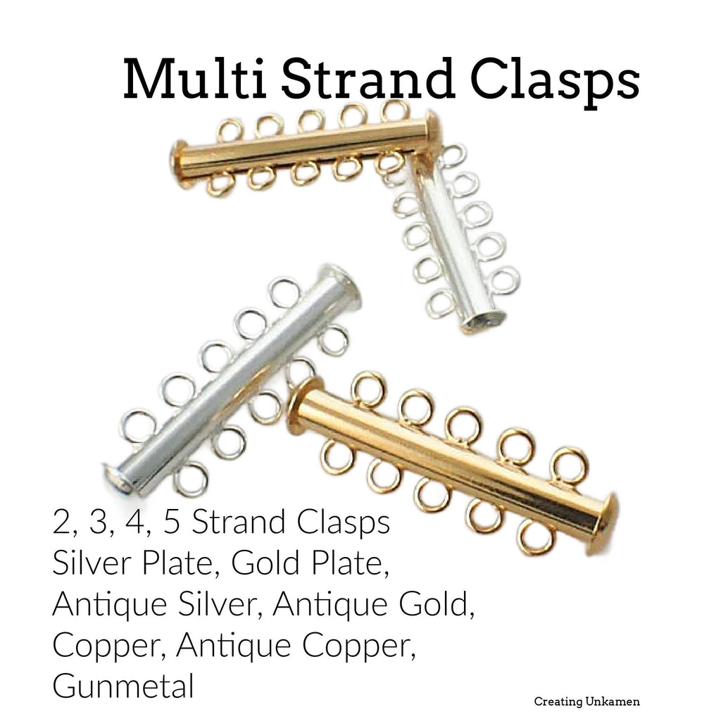 4 Slide Lock Clasps - 2, 3, 4, 5 Strands - You Pick From 7 Finishes - 100% Guarantee
