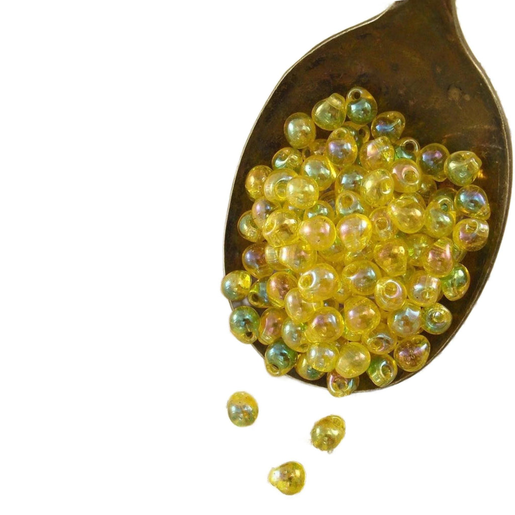 Transparent Yellow AB Fringe Glass Beads 3mm X 4mm Miyuki Drops