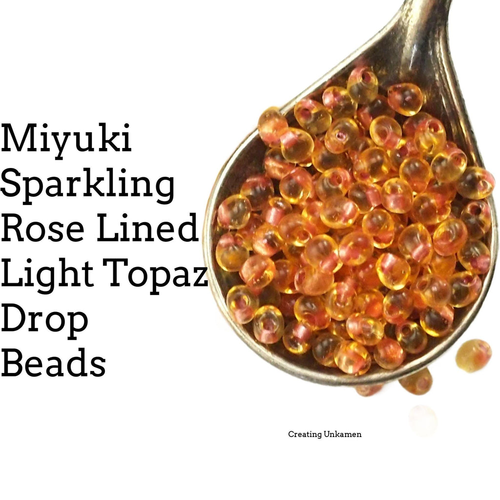 Sparkling Rose Lined Light Topaz Fringe Glass Beads - 3.4mm Miyuki Tear Drops - 100% Guarantee