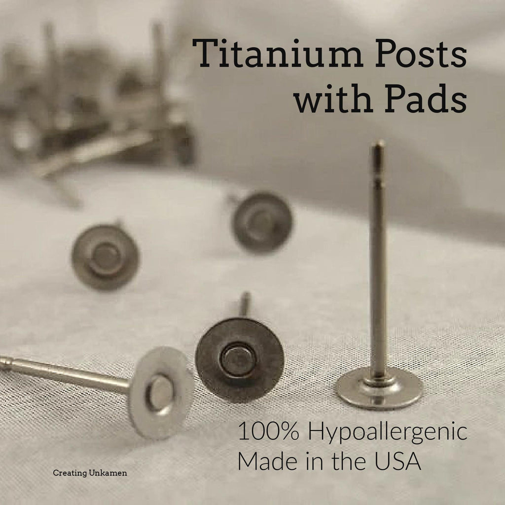 You Pick the Size - 20 Pairs Titanium Earring Posts with Pads - Hypoallergenic - Glue On - Made in the USA