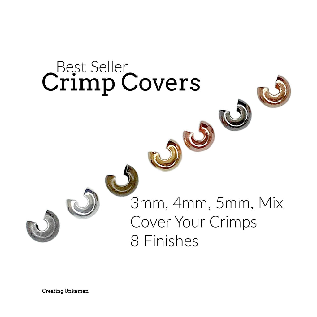 Crimp Covers 50 - 2mm, 3mm, 4mm, 5mm Silver Plated, Gold Plated, Gunmetal, Antique Gold, Copper, Antique Copper, Rose Gold