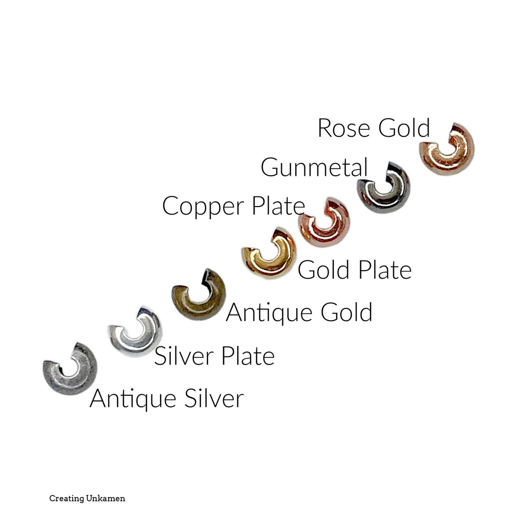 Crimp Covers 50 - 2mm, 3mm, 4mm, 5mm Silver Plated, Gold Plated, Gunmetal, Antique Gold, Copper, Antique Copper, Rose Gold