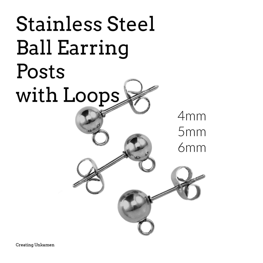 3 Pairs Stainless Steel Ball Posts with Backs - 4mm, 5mm or 6mm - 100% Guarantee