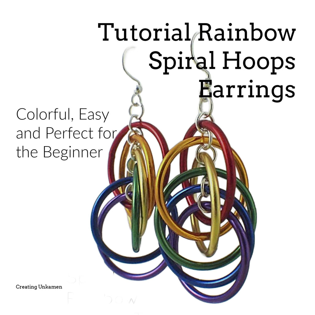 Rainbow Spiraled Mobius Hoops Earrings Tutorial - Colorful, Easy and Perfect for the Beginner - Expert PDF