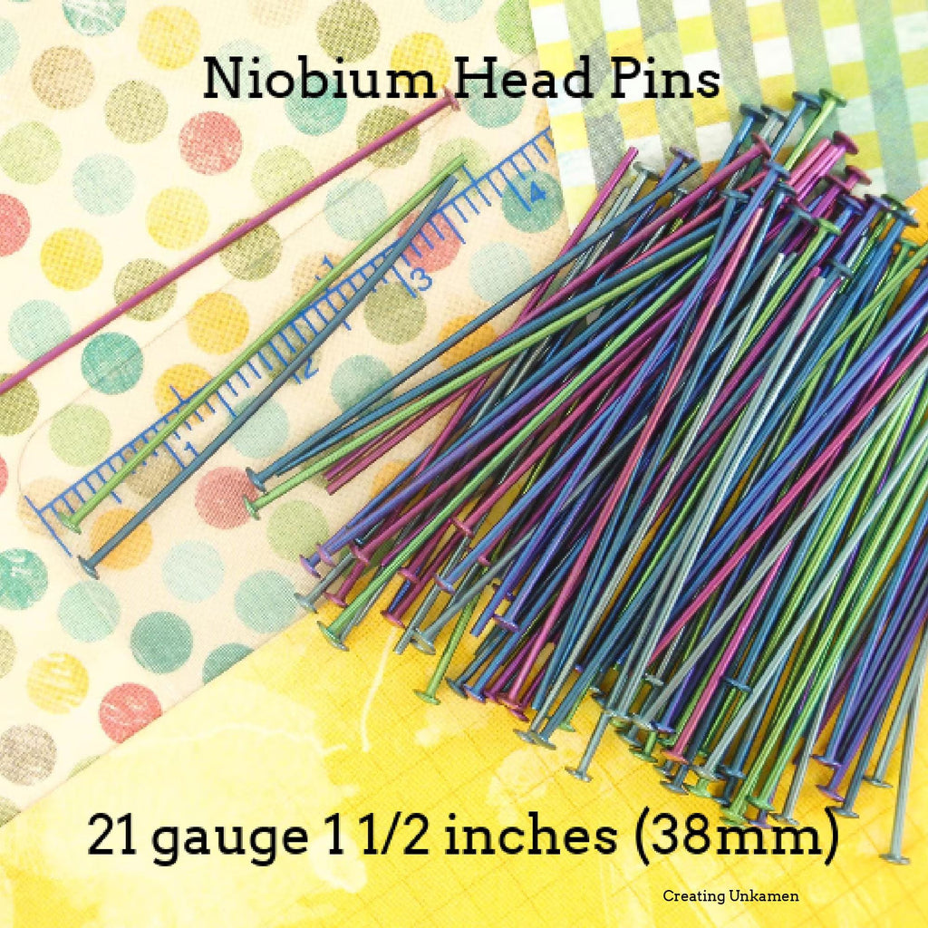 10 Colorful Anodized Niobium Flat Head Pins Anodized After Making - Hypoallergenic