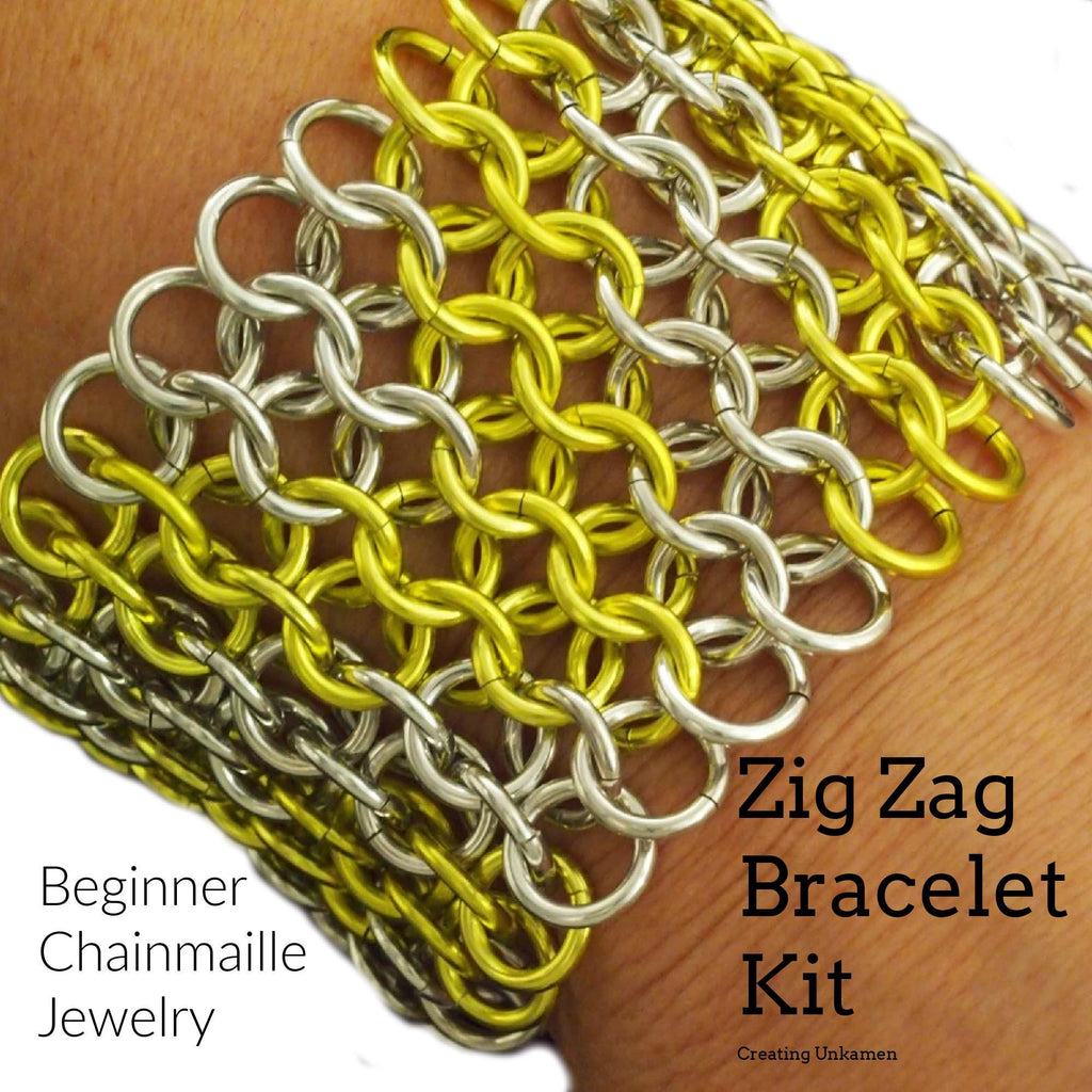 Bracelet Kit Modern Zig Zag Cuff European 4 in 1 Beginner Chainmaille