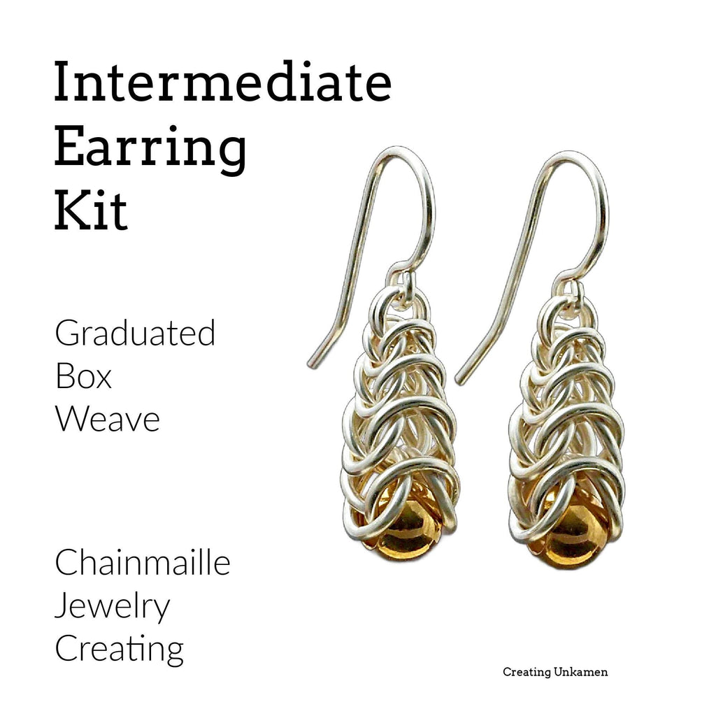 Intermediate Chainmaille Earring Kit - Graduated Box Weave - Inca Puno