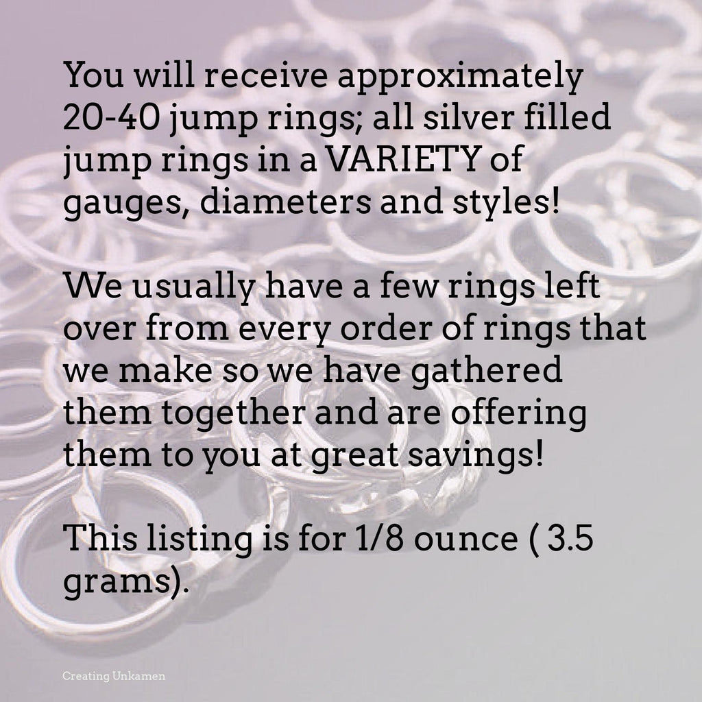 Deluxe Silver Filled Jump Ring Sample - 1/8 ounce Square, Fancy and Round Links - Shiny or Antique