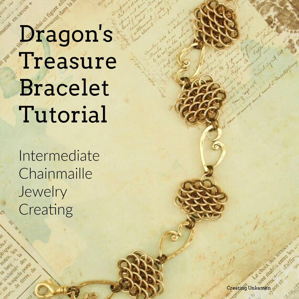 PDF Chainmail Tutorial - Dragons Treasure Bracelet - Beginners and Intermediate