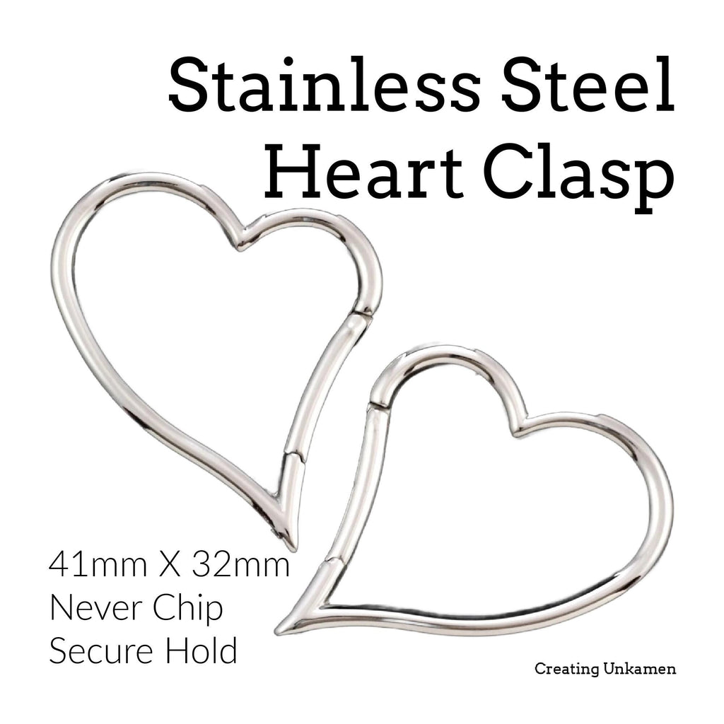 1 Stainless Steel Heart Trigger-less Clasp - 41mm X 32mm - 100% Guarantee