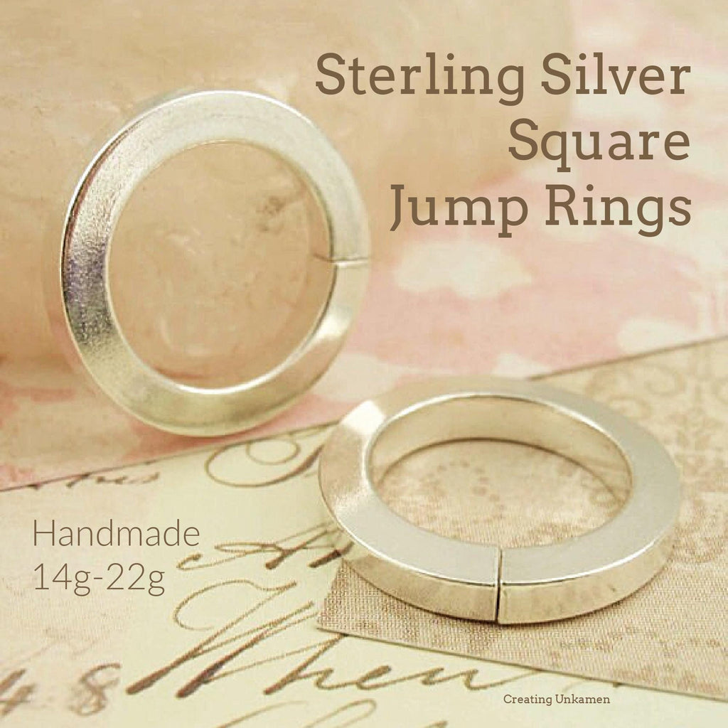 Jump Rings 50 Square Sterling Silver in 22, 20, 18, 16 or 14 gauge