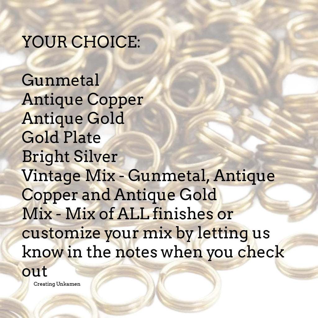 100 - 5mm Antique Gold, Antique Copper, Gunmetal, Gold Plate Silver Split Rings