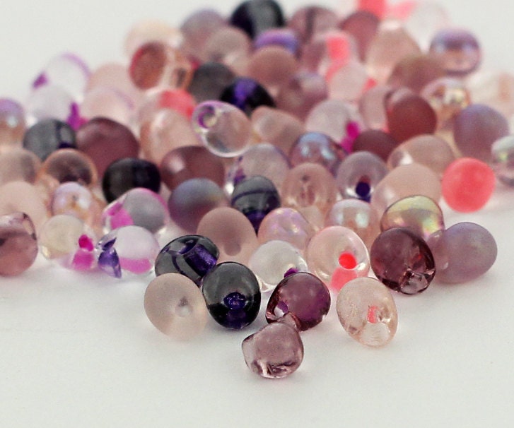 Pinks and Purples Miyuki Glass Drop Bead Mix or Any Color in Mix