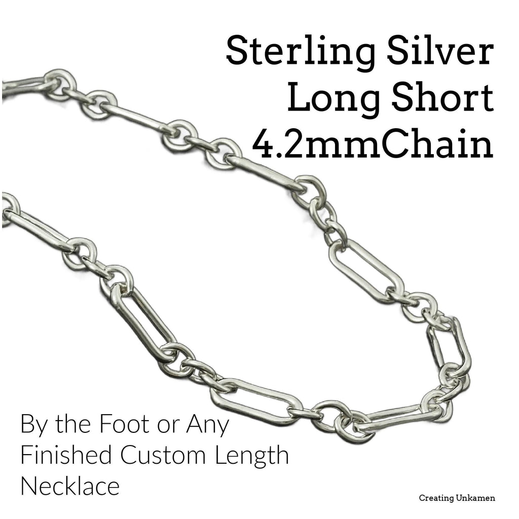 Sterling Silver Long Short Chain - 4.2mm - By the Foot or Any Finished Custom Length Necklace - Made in the USA