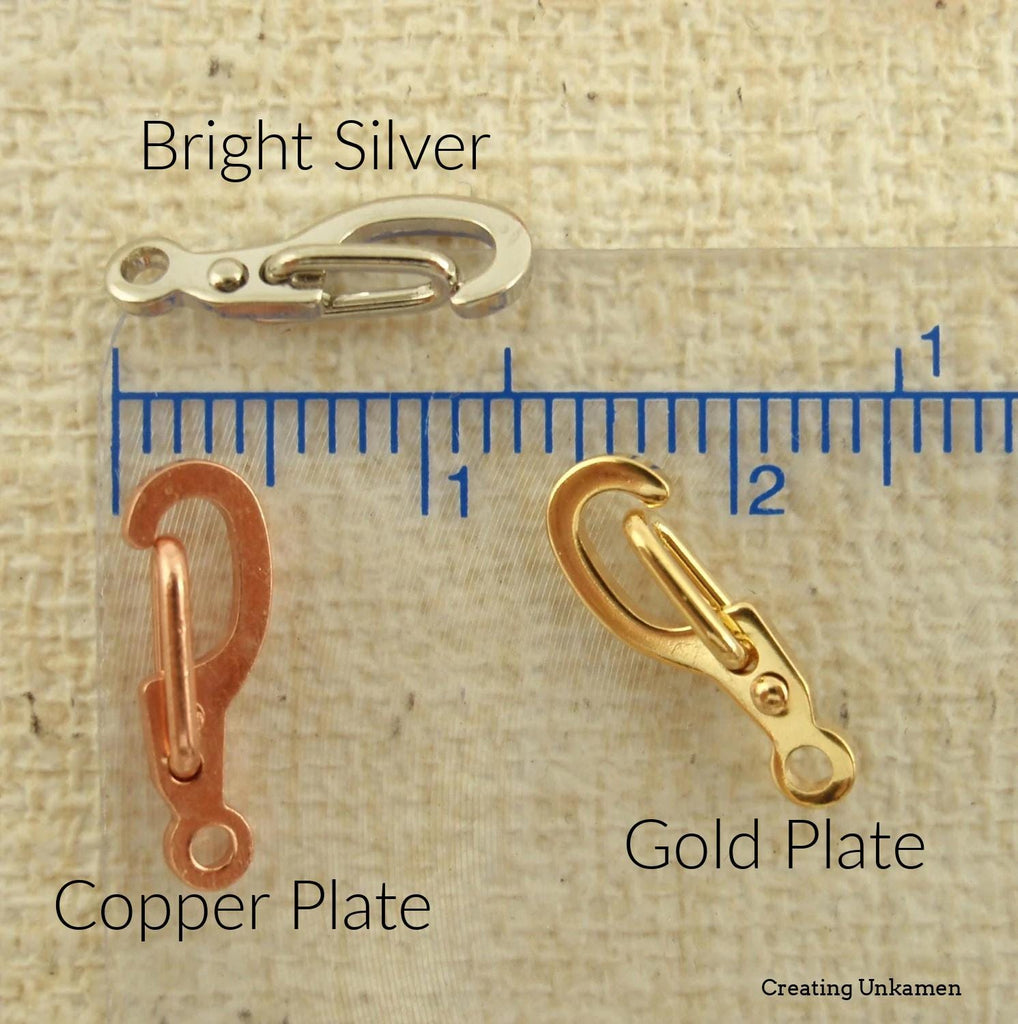 7 Self Closing Triggerless Clip Clasps 13mm X 5mm Silver Plate, Gold Plate, Antique Silver, Gunmetal, Copper, Antique Copper With Jump Rings