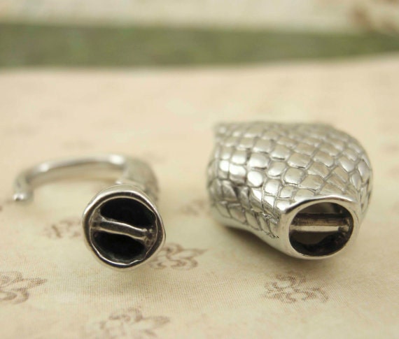 1 Sterling Silver Snake Hook Clasp - Large 37mm X 10mm - Shiny or Antique - 100% Guarantee