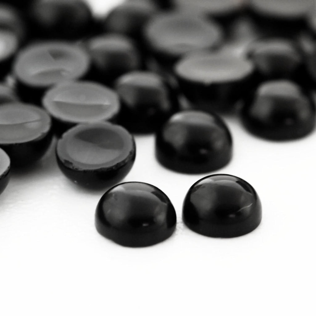 Black Onyx Round Calibrated Cabochon Stones - 3mm, 4mm, 5mm, 6mm, 8mm, 10mm, 12mm, and 16mm Cabs