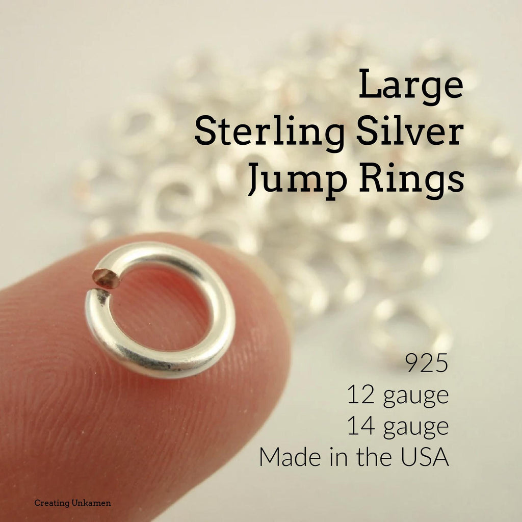 Jump Rings 10 Handmade Sterling Silver - You Pick 12, 14 Gauge and Diameter - Large Sturdy Links