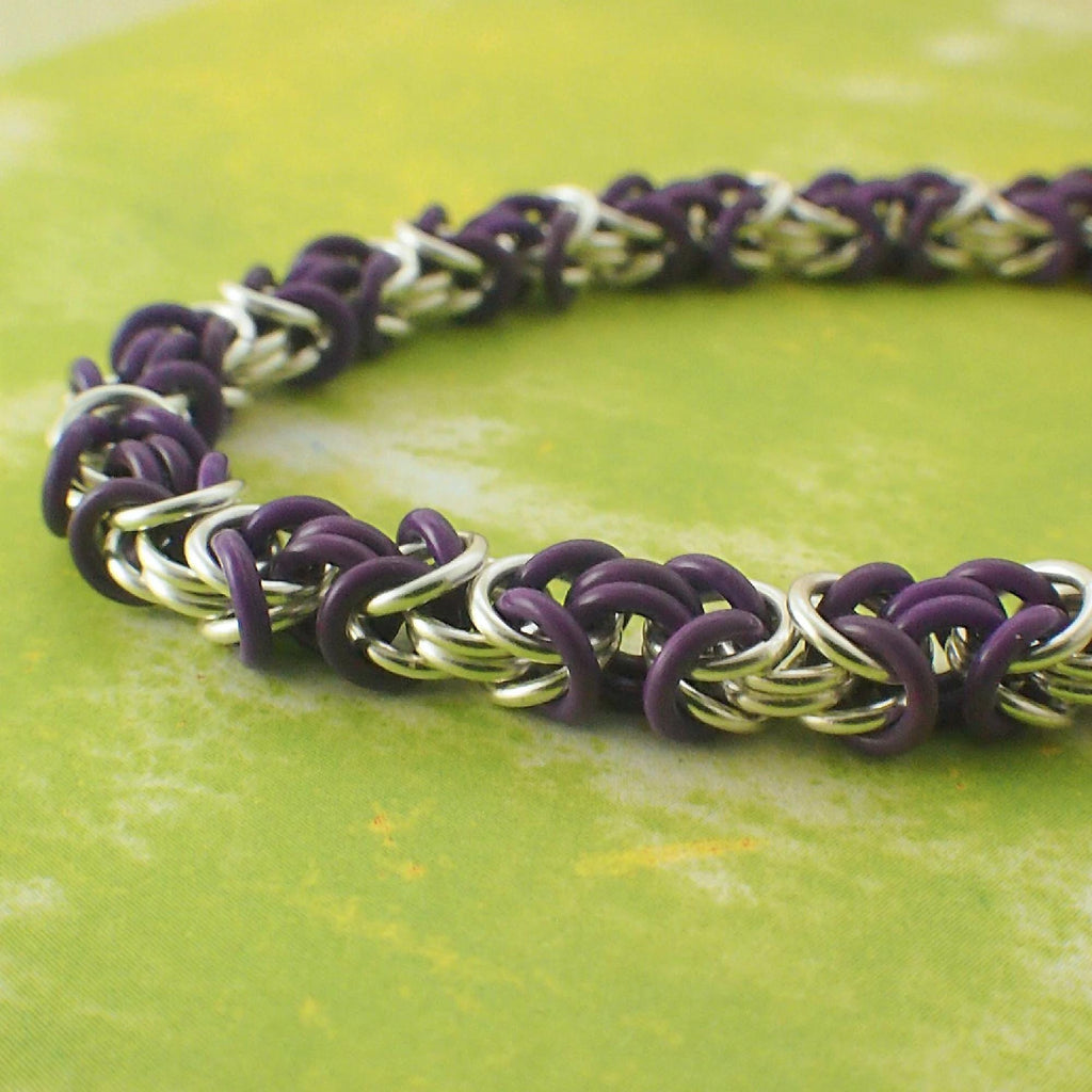 Petite Stretchy Byzantine Chainmail - Perfect Starter Bracelet Kit - Silicone and Aluminum Jump Rings