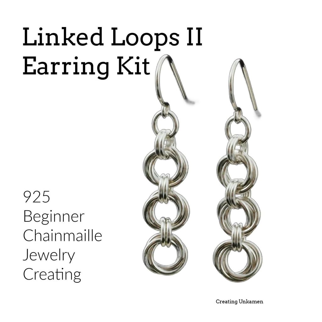 Kit Sterling Silver Earrings - Linked Loops II - Eyecatching Beginner Chainmaille Jewelry Creating