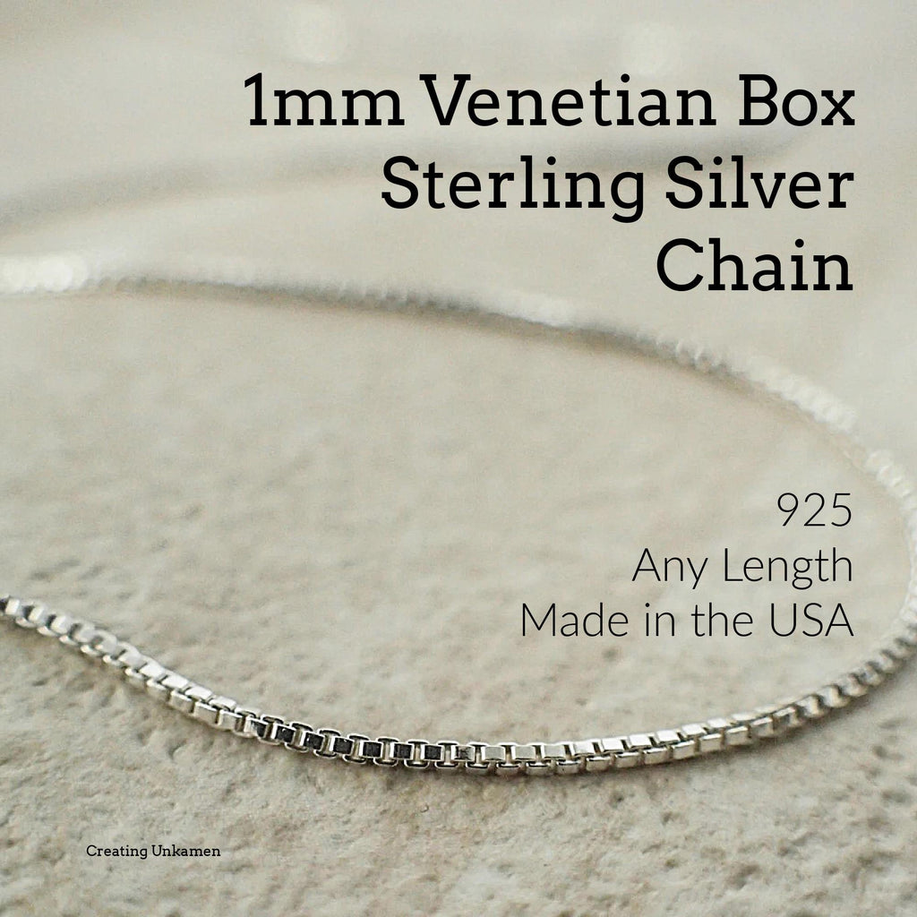 1mm Sterling Silver Chain - Square Venetian Box - Finished with Clasp or By The Foot