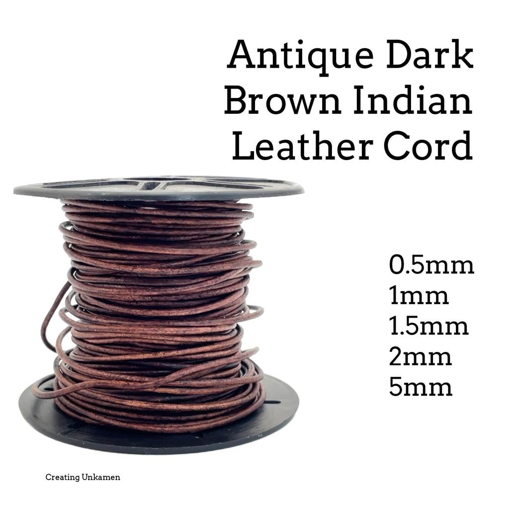 1.5mm Antique Brown Indian Leather Cord - By The Yard