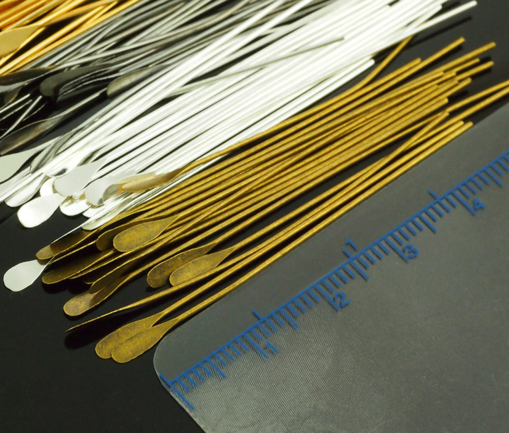 22 gauge Teardrop Head Pins 2 inches 100 Silver Plate, Gold Plate, Antique Gold, Gunmetal - Best Commercially Made - 100% Guarantee