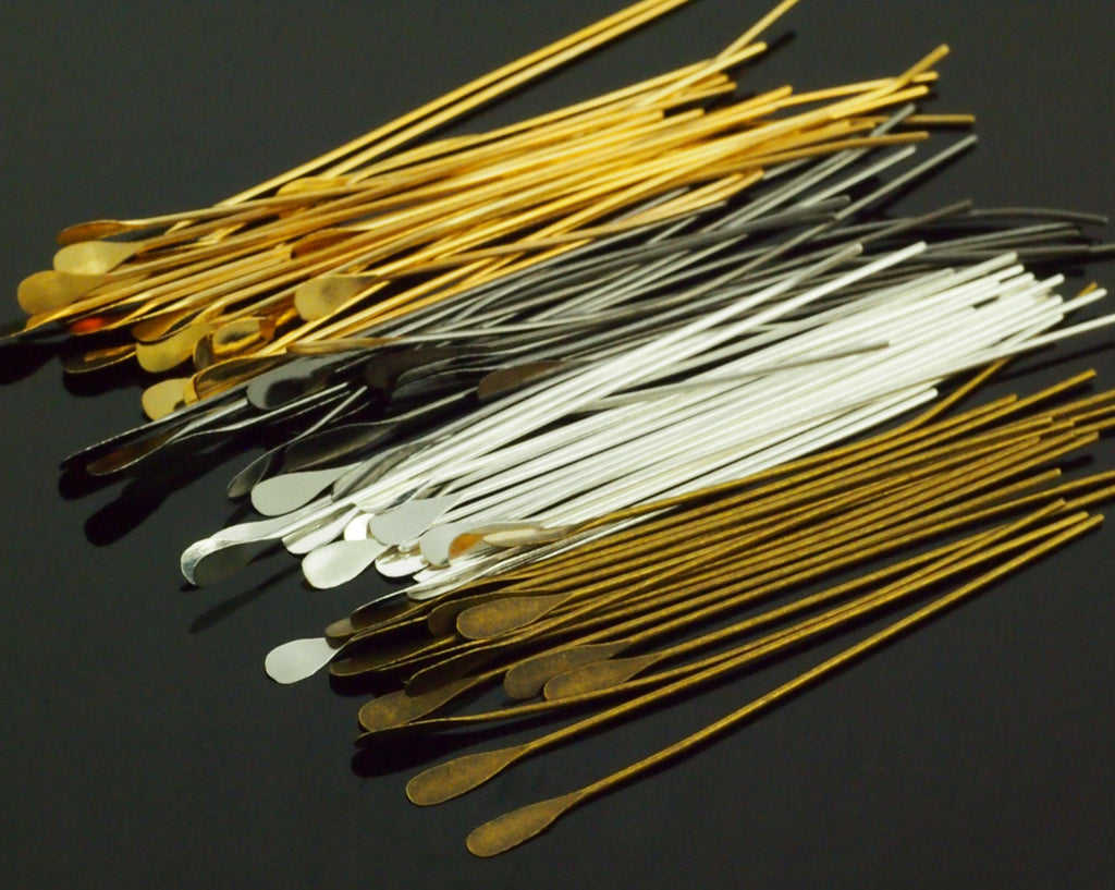 22 gauge Teardrop Head Pins 2 inches 100 Silver Plate, Gold Plate, Antique Gold, Gunmetal - Best Commercially Made - 100% Guarantee