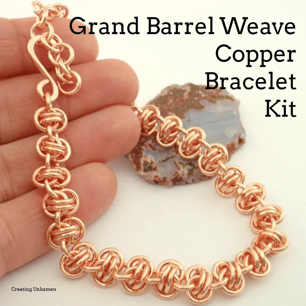 Kit Copper Grand Barrel Weave Bracelet 16 gauge Sturdy and Stylish Beginners Chainmaille Jewelry Creating