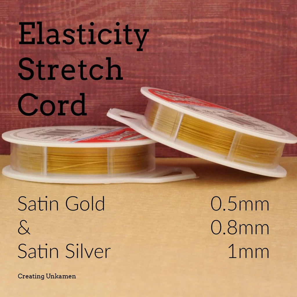 Elasticity Stretch Cord - Satin Gold or Silver Color - 3 Sizes Available - 100% Guarantee