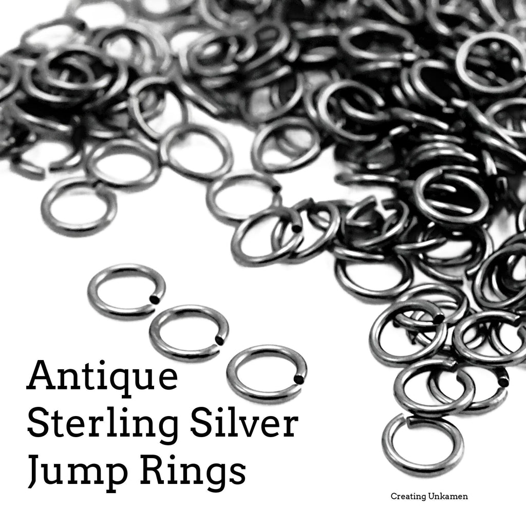 Jump Rings 25 Antique Sterling Silver - You Pick 16, 18, 20, 22, 24, 26 Gauge and Diameter