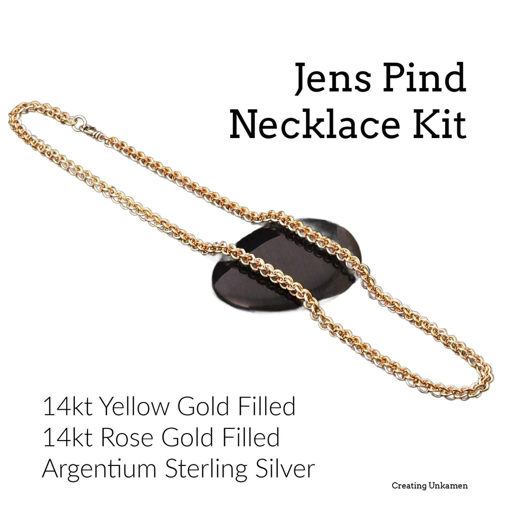 Kit Jens Pind Necklace in Argentium Sterling Silver, 14kt Rose and Yellow Gold Filled Intermediate Chainmaille Creating
