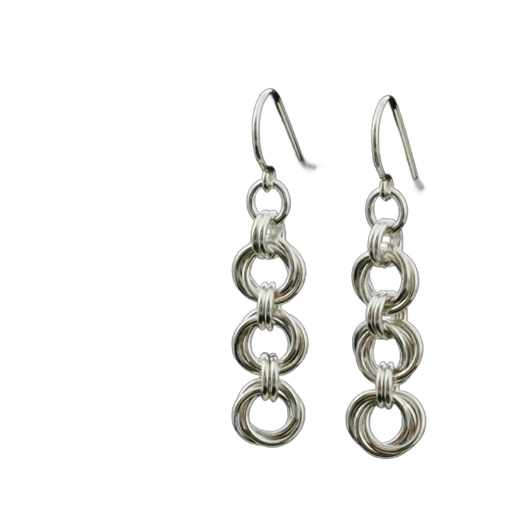 Kit Sterling Silver Earrings - Linked Loops II - Eyecatching Beginner Chainmaille Jewelry Creating