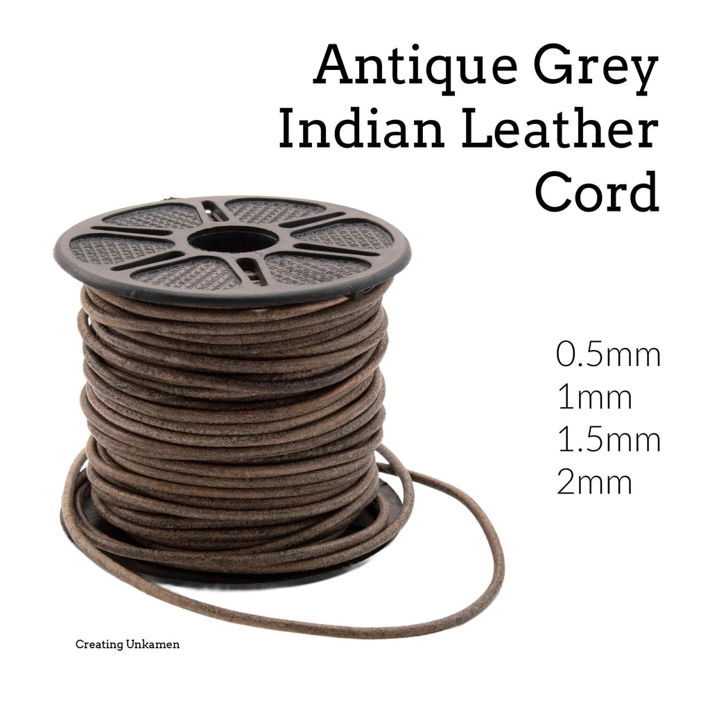 Antique Grey Indian Leather Cord 1mm, 1.5mm, 2mm, 5mm By The Yard