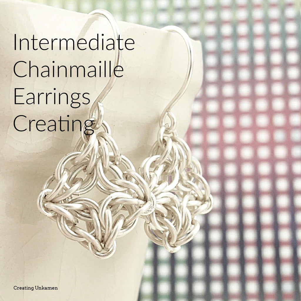 Kit Intermediate Chainmaille Earrings Celtic Labyrinth in Sterling Silver or 14kt Gold Filled