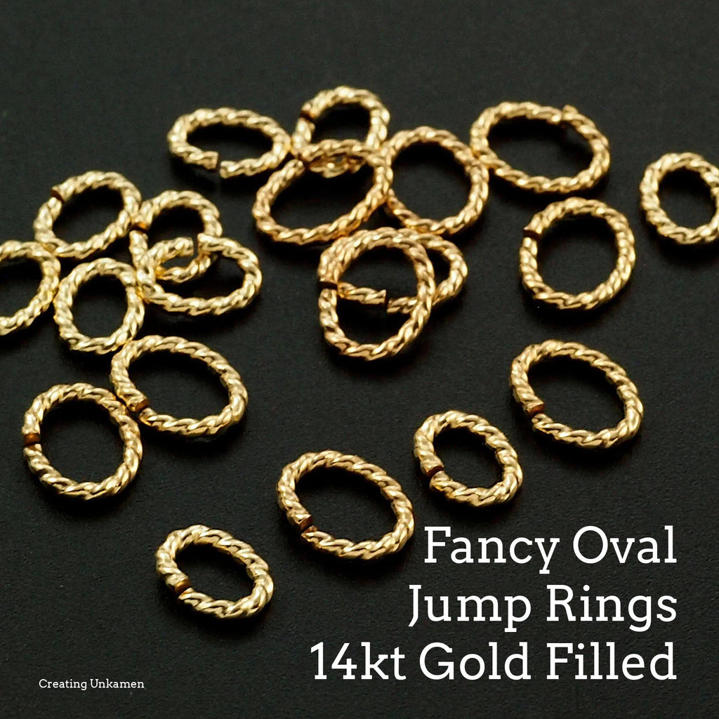 6 14kt Gold Filled Twisted Oval Jump Rings - 16 gauge in 2 Diameters