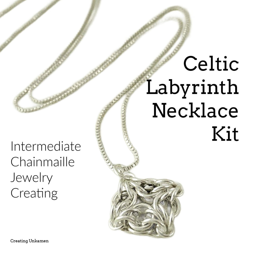 Celtic Labyrinth Pendant Kit - Intermediate Chainmaille Jewelry Creating in Sterling Silver