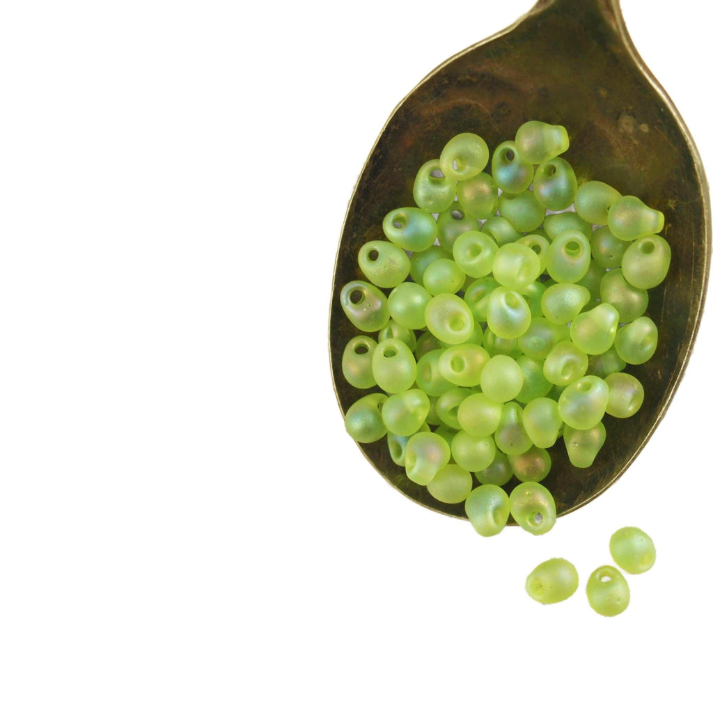 Matte Chartreuse AB Drop Glass Miyuki Beads - Perfect for Shaggy Earrings, Rings, Necklaces