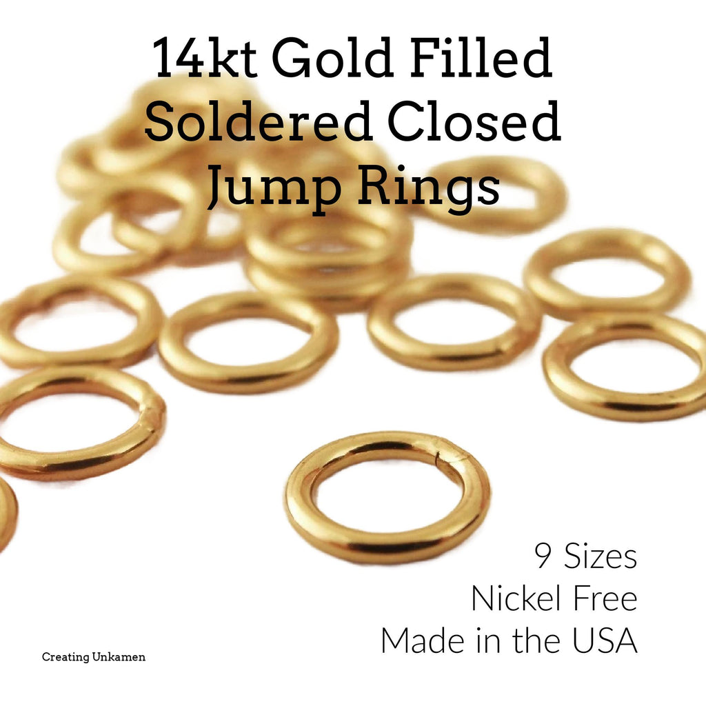 Jump Rings 2 - 14kt Gold Filled Soldered Closed 16, 18, 20, 22 gauge