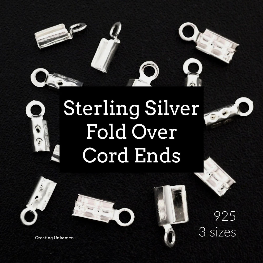6 - Sterling Silver Fold Over Cord Ends - 100% Guarantee