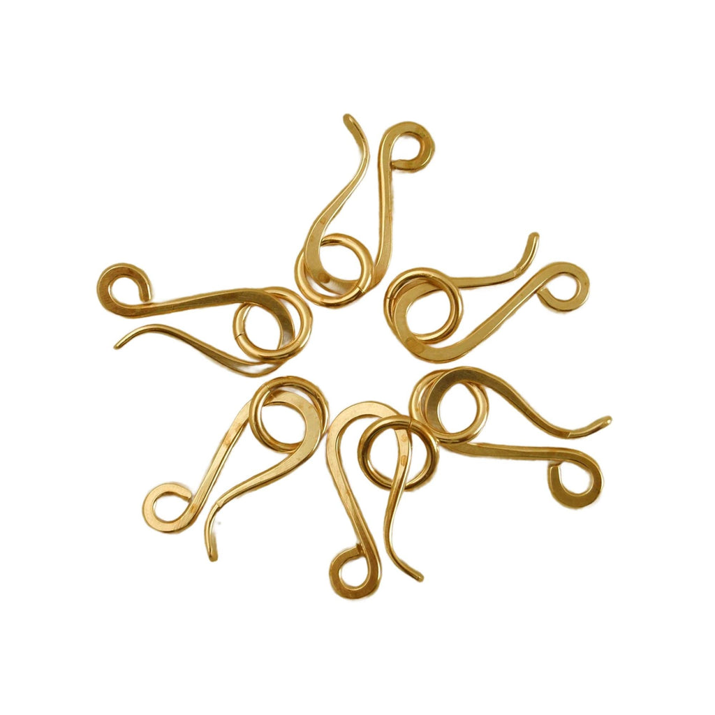 Brass Hook Clasp - 1 Hand Forged Medium 16mm X 10mm with Catch Ring
