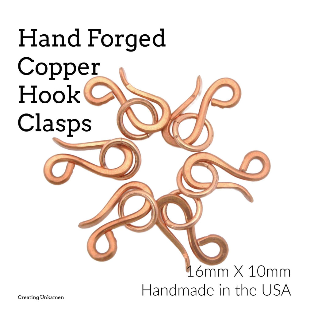 Clasp Hand Forged Medium Copper 16mm X 10mm with Jump Ring