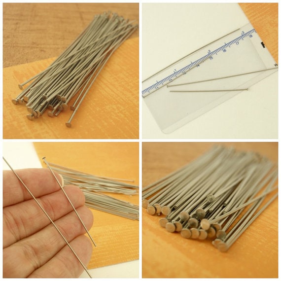 50 Half Hard Stainless Steel Flat Head Pins - 21 gauge or 24 gauge - Straight and Consistent - 100% Guarantee