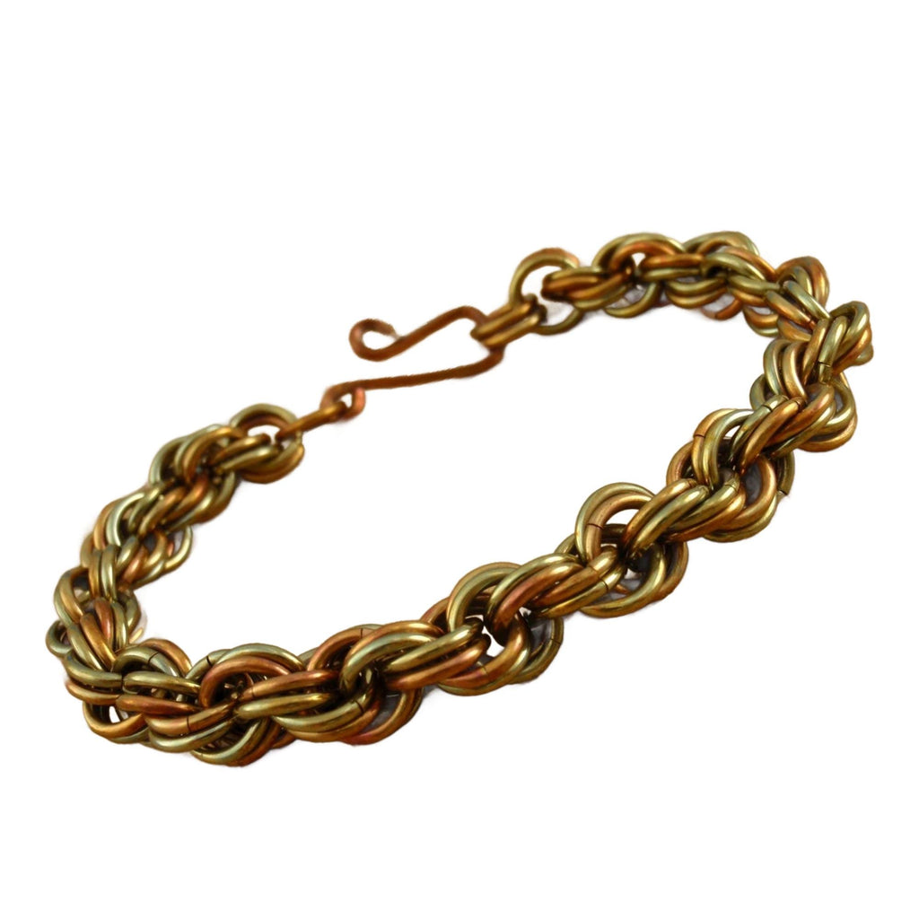 Kit Double Spiral Bracelet in Antique Copper - Unique Vintage Look - Beginners Chainmaille Jewelry Creating