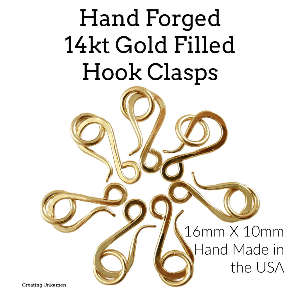 Clasp Hand Forged 14kt Yellow Gold Filled Hook Style With Jump Ring Quantity 1 - 16mm X 10mm