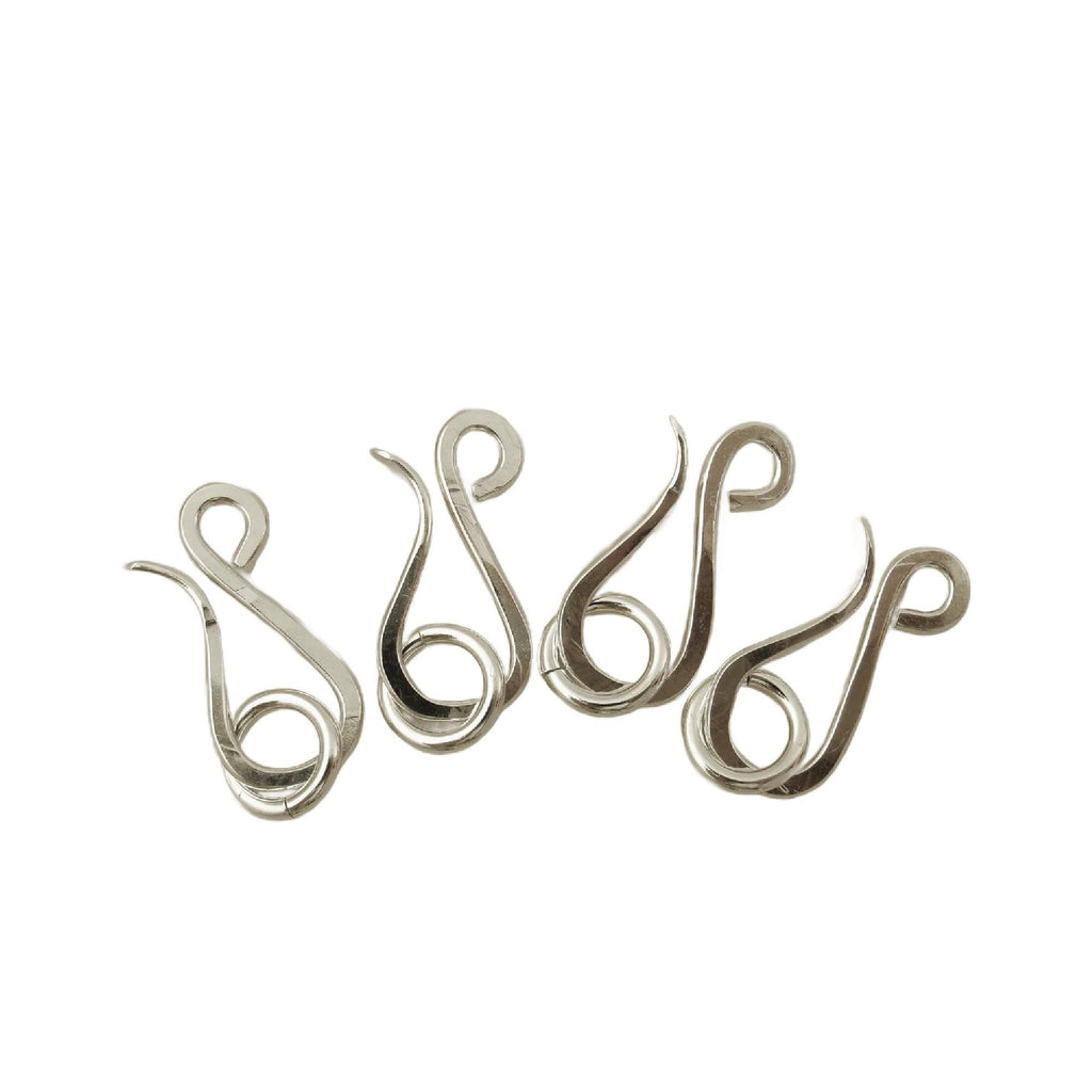 Sterling Silver Hook Clasp - 1 Hand Forged Medium 16mm X 10mm with Catch Ring