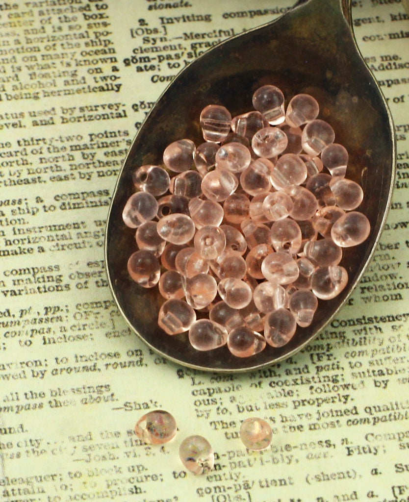 Transparent Light Tea Rose Drop Glass Beads - 3.4mm Miyuki Tear Drops - 100% Guarantee
