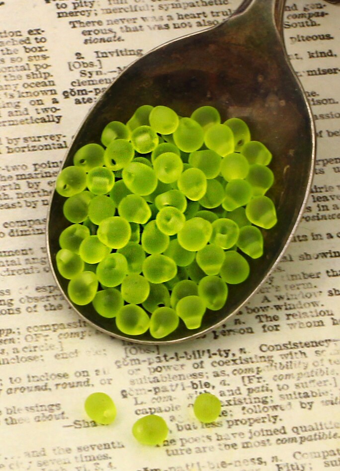 Matte Chartreuse Fringe Glass Beads - 3.4mm Miyuki Tear Drops - 100% Guarantee