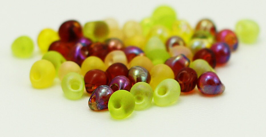 Honey Lime Fringe Miyuki Glass Bead Mix - Colorful Ambers, Yellows, and Chartreuses - 100% Guarantee