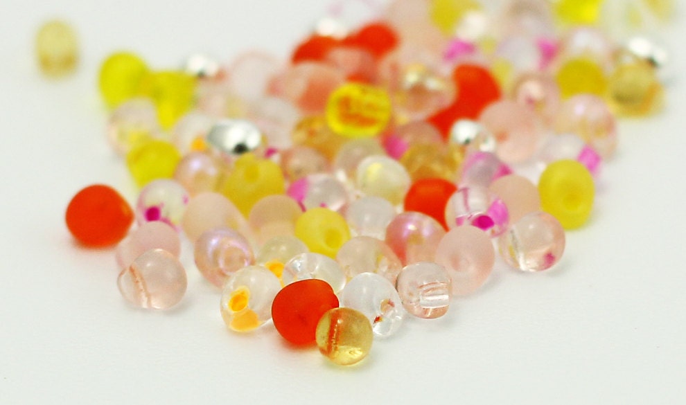 Pink Lemonade Glass Beads Mix - Miyuki Drops Perfect for Shaggy Earrings, Rings, Necklaces - 100% Guarantee